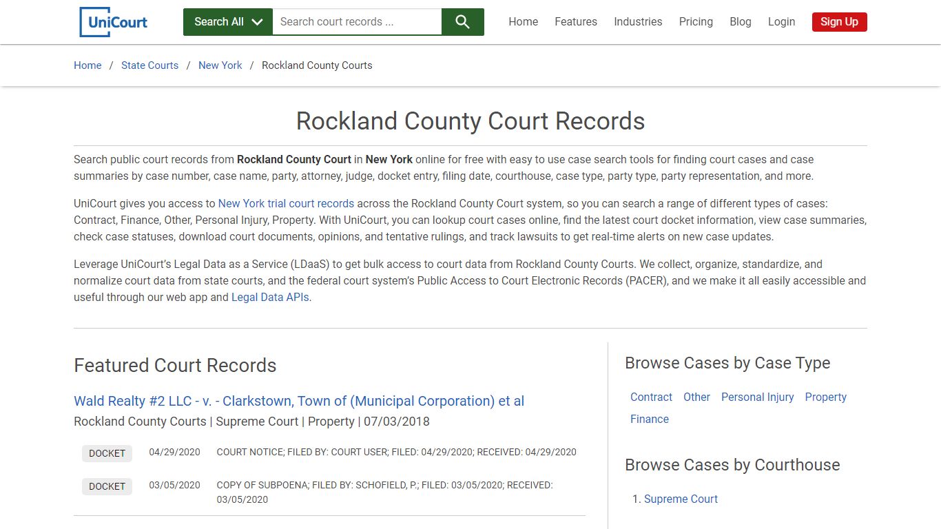 Rockland County Court Records | New York | UniCourt