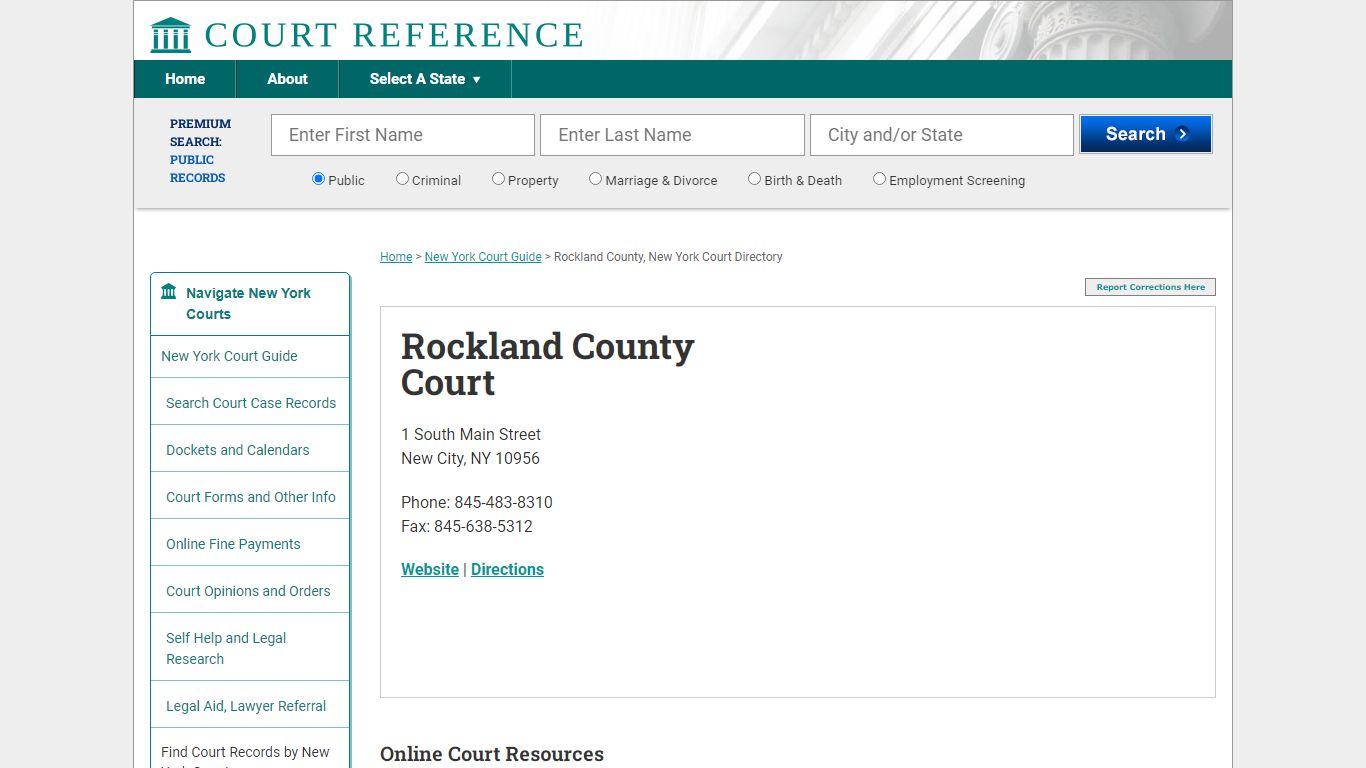 Rockland County Court - Court Records Directory